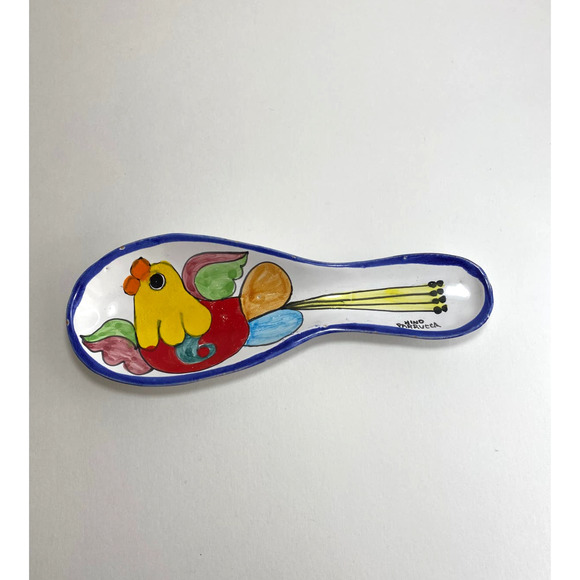 Rare Nino Parucca Chicken Italian Pottery Spoonrest Signed - Picture 1 of 6